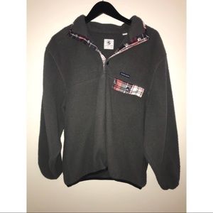 Gray and plaid pullover sweatshirt